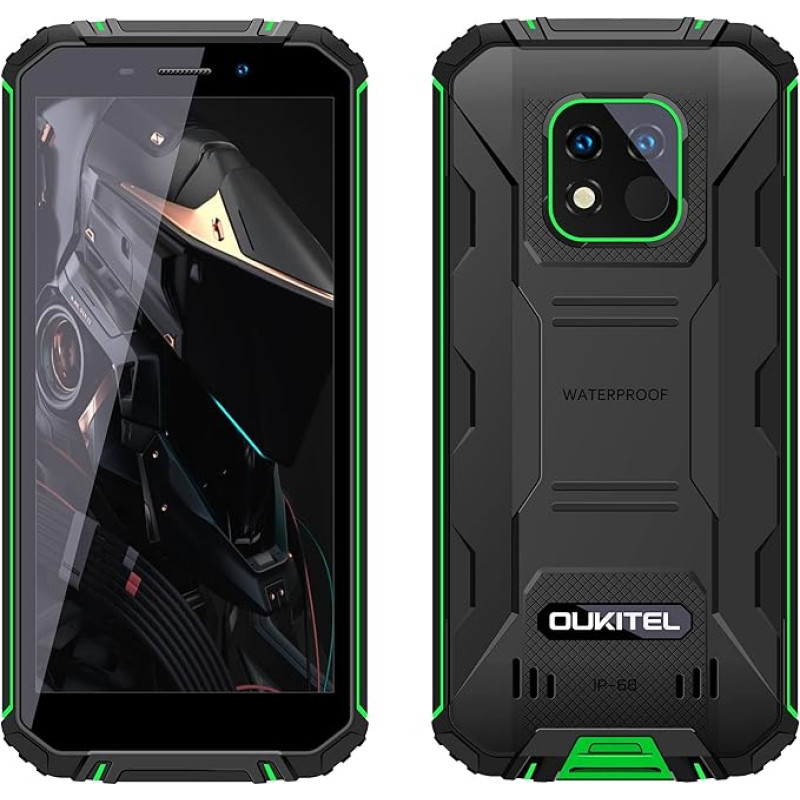 OUKITEL 12500 mAh Battery Outdoor Smartphone Without Contract WP18 Pro, 13MP Dual Camera IP68 IP69K Robust Mobile Phone, Octa Core 4GB 64GB, 5.93 Inch HD+, Android 12, Dual SIM, Fingerprint, GPS NFC