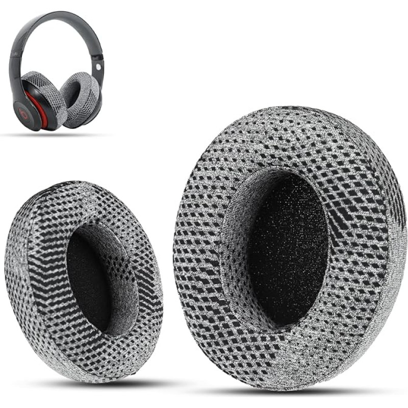 KroneKalpasmos Replacement Ear Pads for Beats Studio 3 - Compatible with Beats Studio 2 & 3 Wired/Wireless (Models B0501, B0500) | Fabric & Memory Foam, Grey Pattern