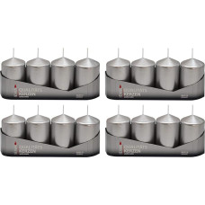 Pillar Candles Silver Lacquered Pack of 16 (4 x 4 Pieces) Size Approx. 50 x 80 mm Advent Candles Christmas Candles Pillar Candles