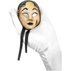 Maskworld Pierrot Mini Bianco Nero - Venetian Miniature Mask Handmade - Decoration or Gift for Carnival, Halloween & Theme Party