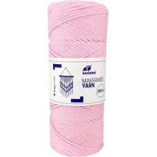 LEVIATAN 110943 Natural Yarn 200 m Super Soft Cord Single Twist 100% Macrame Cotton Thread Rope for Crafts, Wedding and Christmas Decorations Pink, 3 mm x 200 m