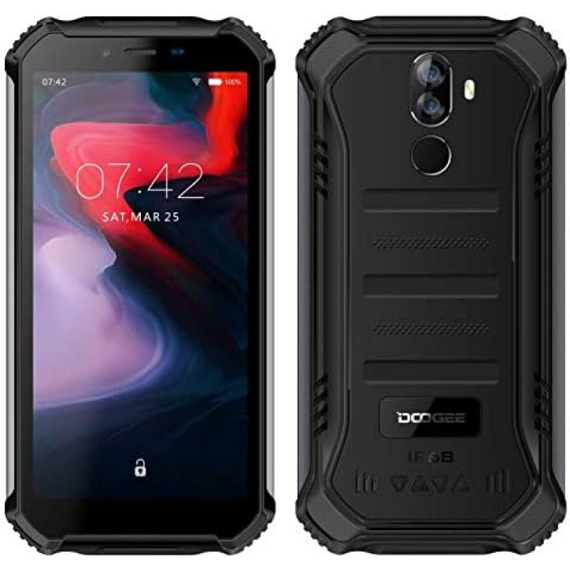 DOOGEE (3GB + 32GB Robust 4G Android 9.0 Mobile Phone without Contract, 5.5 Inch HD (Gorilla Glass 4) IP68 Outdoor Waterproof Telephone Dual SIM Military Smartphone, 4650 mAh Battery, Quadcore NFC -