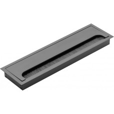 DOJA Barcelona Cable entry for desk, black, rectangular cable organisation, 280 x 80 mm, made of aluminium, cable passage, table hole, desk management