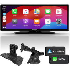 APHQUA Wireless CarPlay Display for Apple CarPlay and Android Car, 9.3 Inch Portable Photosensitive Touch Screen, Digital Media Receiver with GPS Navigation, Siri, MirrorLink/Siri/FM