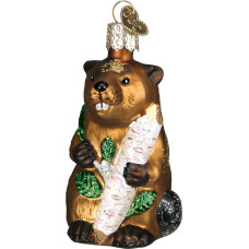 Old World Christmas 12194 Wildtiere Tiere Glas geblasene Ornamente für Weihnachtsbaum Eager Biber braun