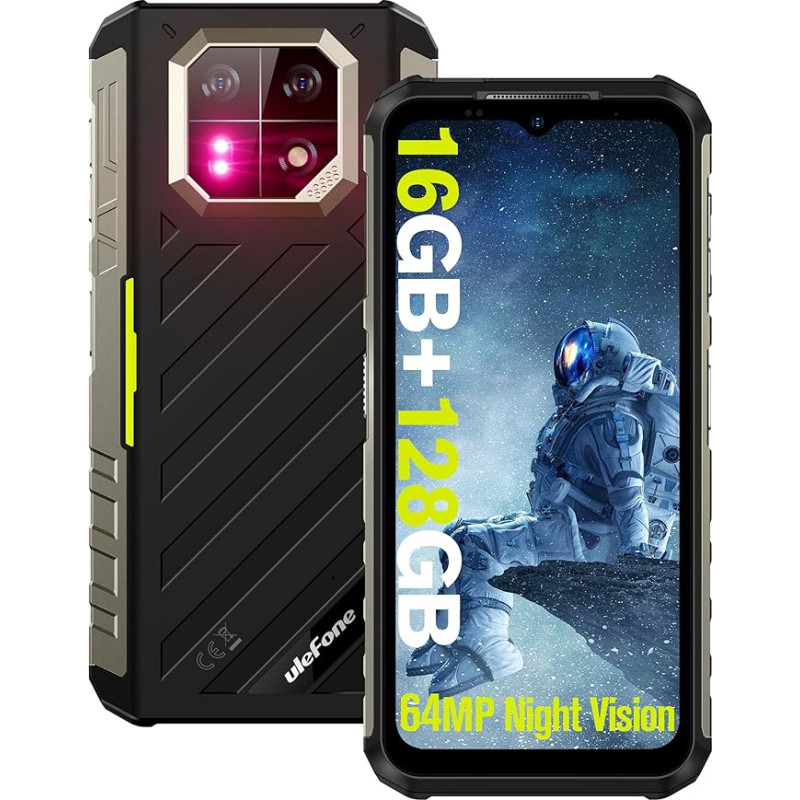 Ulefone Armor 22 Outdoor Mobile Phone Without Contract, 16GB + 128GB + 512GB Outdoor Smartphone, Android 13 Mobile Phone, 64MP Night Vision Camera, 6600mAh Battery, 6.58 Inch Display, Dual SIM