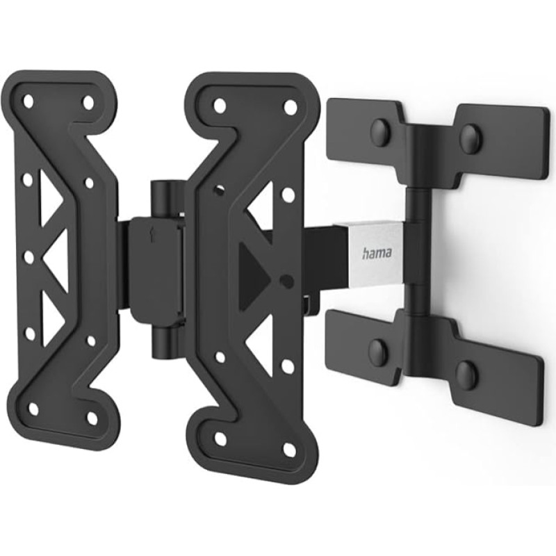 Hama TV Wall Mount Swivelling, Tilting, Slim (19 - 48 Inch TV Mount for TVs up to 25 kg, Max. VESA 200 x 200, 1 Arm, Extendable Bracket Including Fischer Dowels and Drilling Template) Black