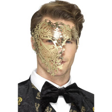 Smiffys Deluxe, filigrane Metall-Phantom-Maske, Gold