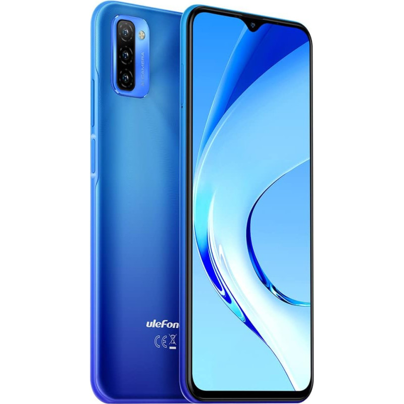 Ulefone Note 12 Smartphone without Contract, 4GB + 128GB, 7700mAh Solid Battery Dual SIM 4G Mobile Phone, 6.82 Inch HD+, 3 Card Slot Design, Android 11, 13MP Triple Camera, Face Unlock GPS Blue