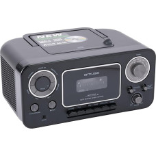 Muse M-182 stereo radio with CD player and cassette recorder with recording function, battery operation possible (FM and AM tuner, AUX input, telescopic antenna), black