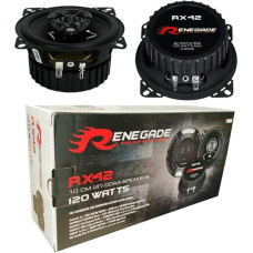 2 RENEGADE RX42 2-Way Coaxial Speakers 4 Inches 10.00 cm 100 mm 60 Watt RMS 120 Watt Max Impedance 4 Ohm 92 dB DPL for Sutos Black Pair