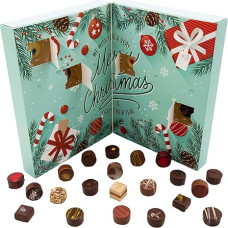 Hallingers Classical Christmas Advent Calendar Chocolates Gift Handmade Part with Alcohol from Fine Cocoa Chocolate (Box) - Advent Calendar Novelties & Advent Calendar Fill | Congratulations Chanuk