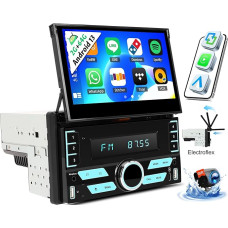 OiLiehu 2+64G Android 13 Car Radio 2 DIN with Wireless CarPlay Android Car, 7 Inch IPS Motorised Retractable Screen with Navigation WiFi Bluetooth Mirror Link FM RDS SWC USB EQ AUX + Reversing Camera