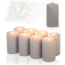 Candelo Set of 8 Pillar Candles Christmas Ambience Candles – Grey – 5.8 cm x 12 cm – Advent Candle Christmas Decoration – Christmas Candles for Advent Wreath