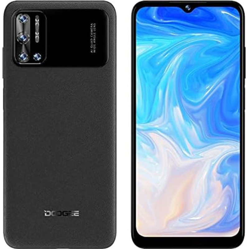 DOOGEE N40 PRO Android 11 Smartphone Without Contract, Helio P60 Octa-Core 6GB + 128GB, 6.52 Inch HD+ Mobile Phone, 6380 mAh Battery, 20MP Quad Rear View Camera, 16MP Front Camera, Fingerprint Dual