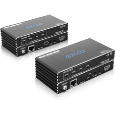 ROFAVEZCO HDMI Extender ARC Ethernet HDBaseT 4K 60Hz HDR10 by Cat5e Cat6 SPDIF Audio Breakout, Bi-Directional PoE IR CEC - 230ft 1080P, 130ft HDCP2.2 D-olby DTS:X, 4K Down-Scaler, Slim Mini Case