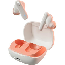 Skullcandy Smokin' Buds In-Ear Wireless Headphones, 20 Hours Battery Life, 50% Sustainable Plastic, Micro, Compatible with iPhone, Android and Bluetooth Devices - Bone/Orange Glow