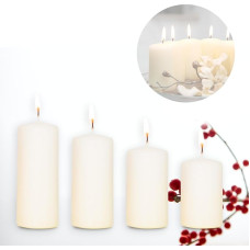 Smart-Planet Set of 4 Candles Christmas Ambience Pillar Candles – Cream – 7.5/9/10.5/12 cm – Christmas Candles for Advent Wreath – Candle Christmas Decoration