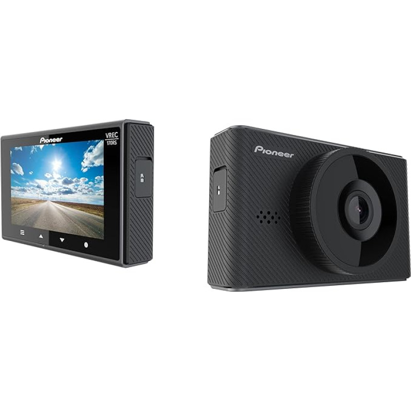 Pioneer VREC-170RS Dashcam: Front Camera with Full HD Recording, 139° Wide Angle, GPS Tracking, Parking Monitoring, 3 Inch LCD Display + App Control