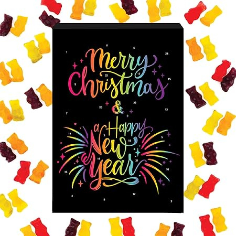 Hallingers Rainbow - Gummy Bears Advent Calendar Handmade with Fruit Juice Bears Gift for Children and Adults (Box) - Fill Advent Calendar Novelties & Advent Calendar | Thank You Hanukkah Freun