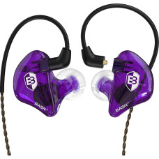 BASN Bsinger In-Ear Monitors Noise Isolating Headphones, Dual Dynamic Drivers High Definition Wired Earphones with Removable MMCX Cable for Musicians Drummers Singers (Purple)