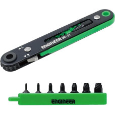 ENGINEER 7 in 1 Super Short Hex Socket Screw Extractor Set with Flat Head Ratchet Screwdriver Works with Countersunk Screws DZ-273