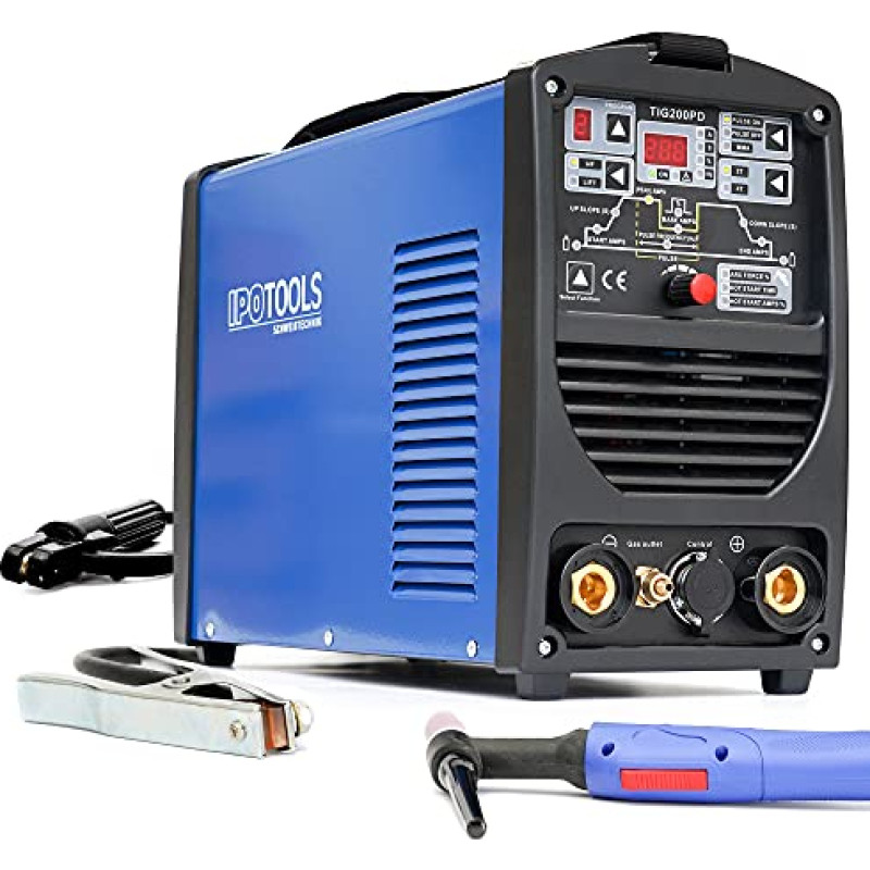 IPOTOOLS 200PD TIG Welding Machine DC - TIG TIG Welding Machine 200 Amps Fully Digital Inverter Welding Machine with RF Ignition, Pulse Function, MMA, IGBT, 32-bit Microprocessor