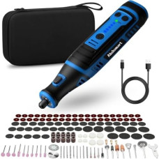 Daugiafunkcinio įrankio akumuliatorius, 8 V 2,0 Ah rotacinis įrankis su LED žibintu, 5 greičiai, 30 000 aps/min, 135 daugiafunkcinių įrankių priedų rinkinys, skirtas gręžimui, graviravimui, poliravimui, šlifavimui, šlifavimui, rūdžių šalinimui