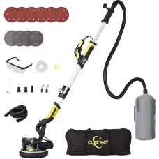 Drywall Sander, 750 W Electric Post Sander with LED Light, Ceiling Sander, Foldable, Telescopic Vacuum, Pack of 10, Sandpaper, Excellent Dust Removal (1)