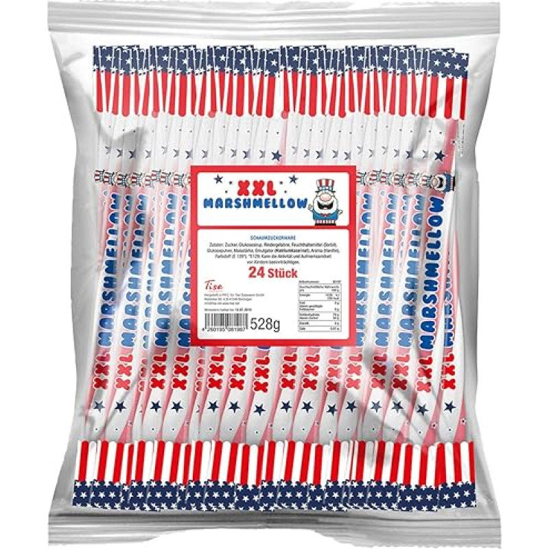 XXL Marshmellow žvilgančios virvės, putų cukrus, 24 vnt.