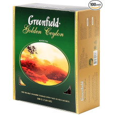 Greenfield Golden Ceylon, juodoji Ceilono arbata, vienos kilmės, gryna Šri Lankos juodoji arbata, 100 arbatos maišelių, 100 puodelių, 200 g