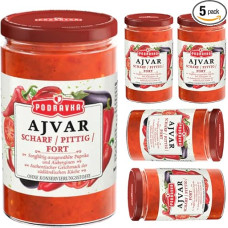 Ajvar Sharp Glass Vegetable Dip A Delicious Traditional Side Dish Sauce Sauce 690 Grams x 5 Pieces