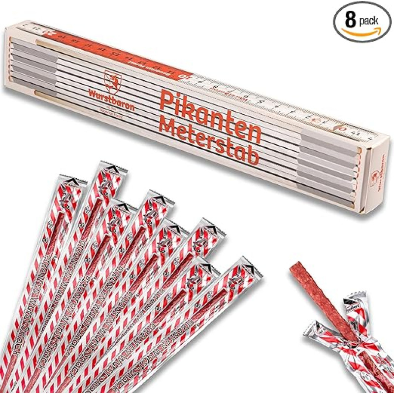 Wurstbaron® Sausage Meter Stick Filled with Mini Snack Salami Sticks, Sausage Gift in Gift Box/Box