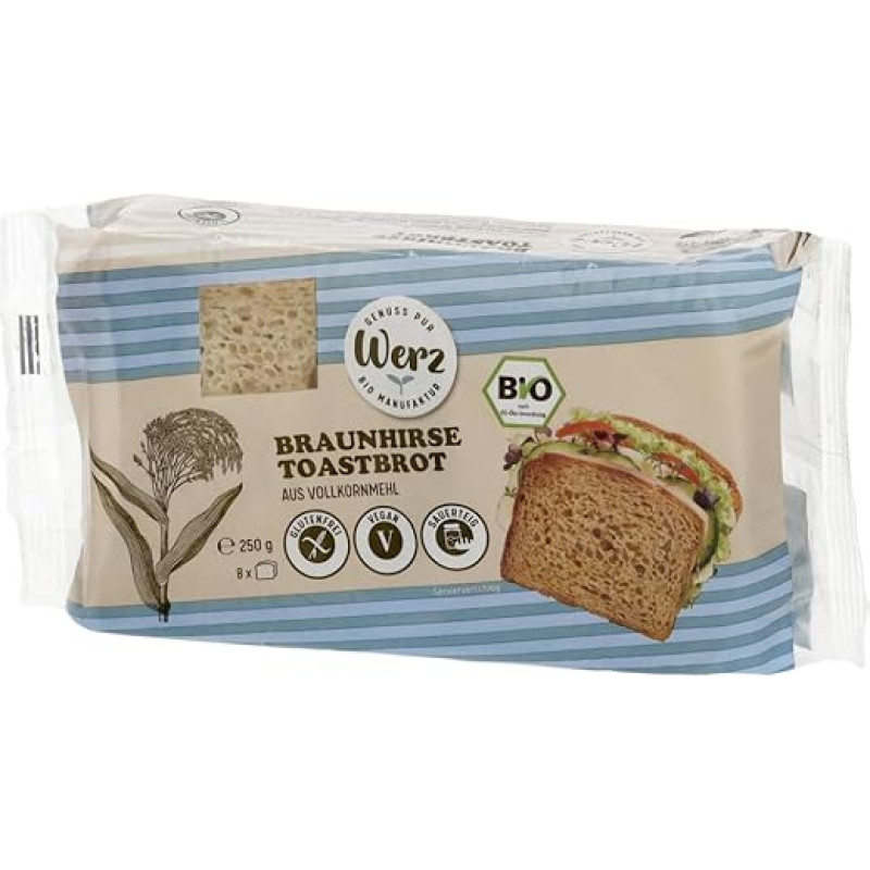 Werz Organic Brown Millet Toast Bread, Gluten Free (6 x 250 g)
