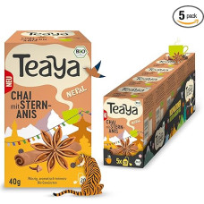 Teaya Nepal Organic Chai with Star Anise Aromatic Spice Tea Vegan & Gluten Free Intense Fragrance of Cinnamon, Cloves & Cardamom (5 x 20 Filter Bags)
