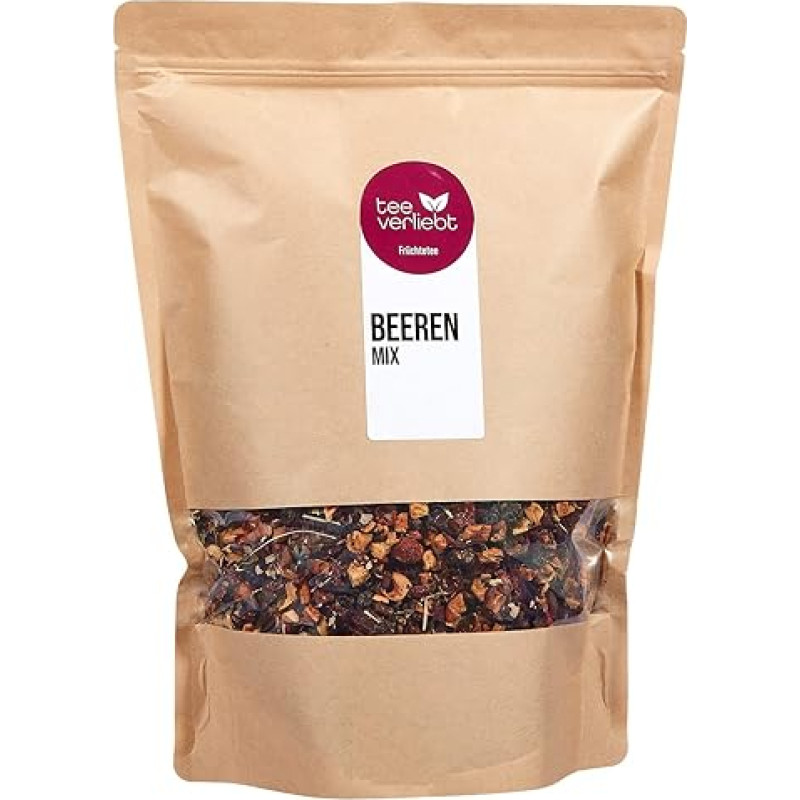 teeverliebt Berry Mix Fruit Tea Loose Fruit Tea with Blackberry, Raspberry and Strawberry, Berry Tea Mix 1kg