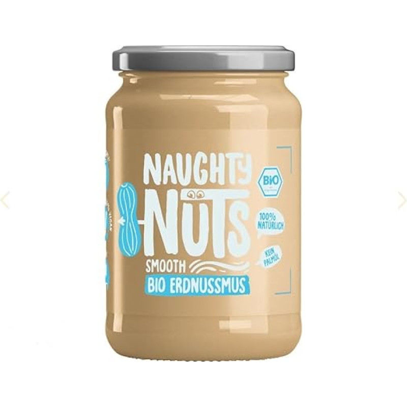 NAUGHTY NUTS Organic Peanut Butter Smooth Vegan Peanut Butter 100% Natural Without Palm Oil & Sugar Ideal as Topping for Cereal 500 g