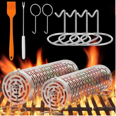 Reclite Rollende Grillkörbe für Outdoor-Grillen, Grillkorb, Edelstahl, Grillkorb für Gemüse, Fisch, Garnelen, Fleisch, Pommes Frites, Lebensmittel-Camping, Geschenk für Männer (klein + groß)