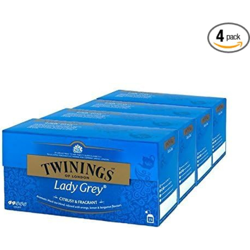 Twinings Lady Grey Tea, 100 Tea Bags (25 x 4 Pack)