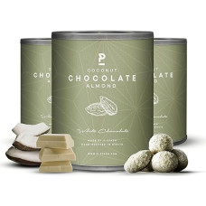 P-STASH Almond White Chocolate Coconut, Elegant Almonds Roasted 3 x 60 g, Fat-free Drum Roasting, Nut Mix with Unique Spice Combinations, Premium Nuts Made in Berlin