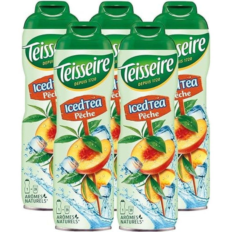 Teisseire Drinks Syrup Peach Tea 600 ml - Syrup That Tastes Just Like Fruit (Pack of 5)