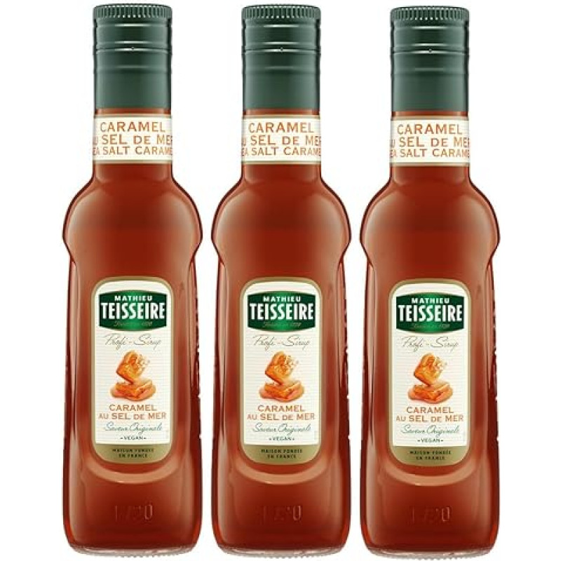 Mathieu Teisseire Caramel au Sel de Mer Drinks Syrup 0.25 L Cocktails (Pack of 3)