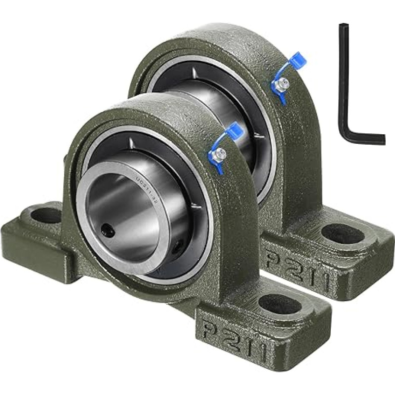 QUARKZMAN Pack of 2 UCP211-32 Pillow Block Bearings 2 Inch Bore Self Alignment Solid Cast Iron Base Mounted Chrome Steel Bearing