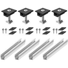 Tiardey 8 Pcs Solar Panel Bracket Kit Mounting Kit for Solar Panel Flat Roof 20cm Rail Solid Clamp