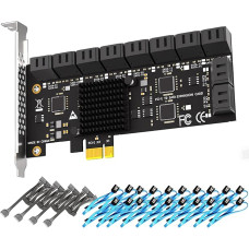 GLOTRENDS SA3120-C 20-Port PCIe X1 SATA Expansion Card with SATA and Power Cables, Compatible with Windows, Linux, Mac OS, NAS