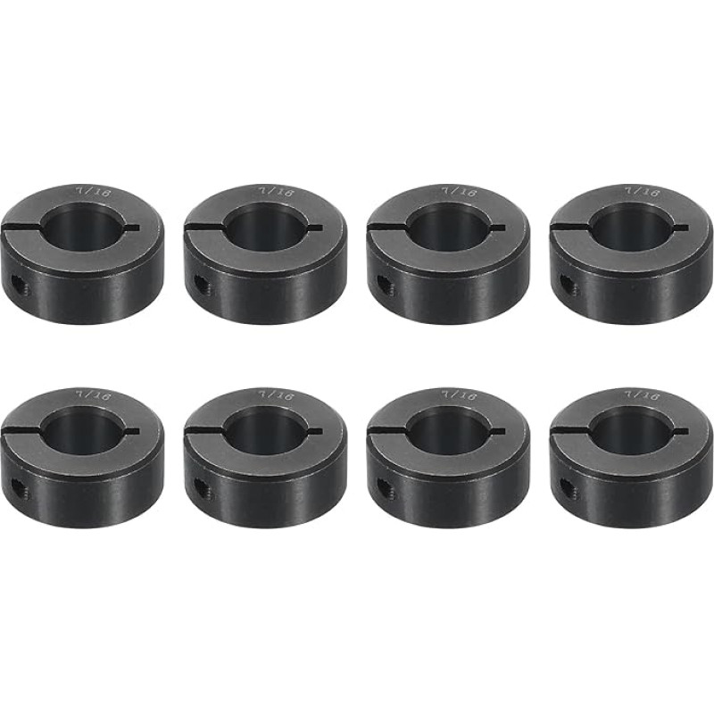 sourcing map 8 Stück einteilige Klemmmanschette mit 1,1 cm Bohrung, einteiliger Klemmkragen, 15/16 Zoll Außendurchmesser, 0,95 cm Dicke, schwarzes Oxidstahl-Set, Schraubverschluss-Kragenklemme