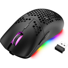 Wireless Lightweight Gaming Mouse, 11 Chroma RGB Backlight 2.4G Wireless Rechargeable Honeycomb Shell Ultralight Mouse with 3200 DPI 7 Button USB Gaming Mice for PC Xbox PS4