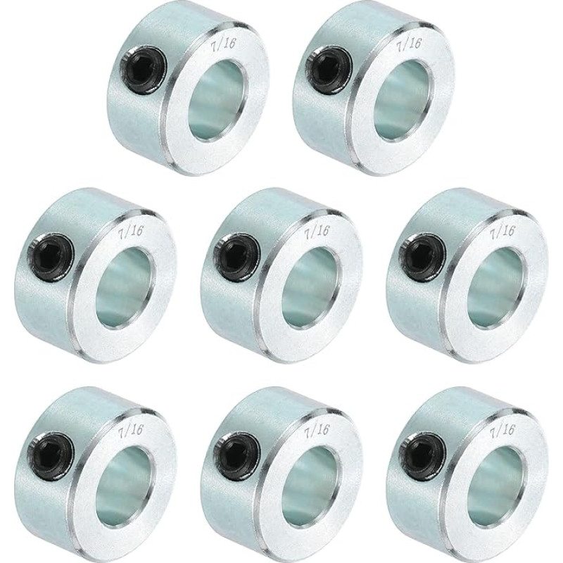 sourcing map 8-teiliges Set Schraubenmanschetten, 7/16 Zoll Bohrung, Karbonstahl, Schaftmanschetten, 2,2 cm Außendurchmesser, 1,1 cm Breite, Schlossachsenmanschette für Linearstangenwellenführung