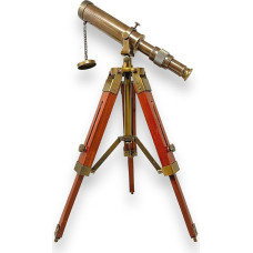Antique Vibes Sailor Pirate Style Telescope on Wooden Tripod Victorian Design Antique Finish Navy Blue Spyglass Scope Brass & Brown
