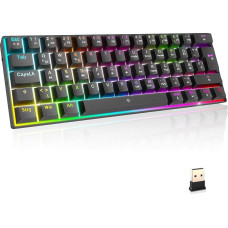 EMPIRE GAMING - K246 Wireless Gaming Keyboard Compact TKL 65% WiFi Wireless Type-C - Mechanical MX Red Switches (DE-QWERTZ) - for PC/PS4/PS5/Xbox - RGB 22 Effects - 62 Keys